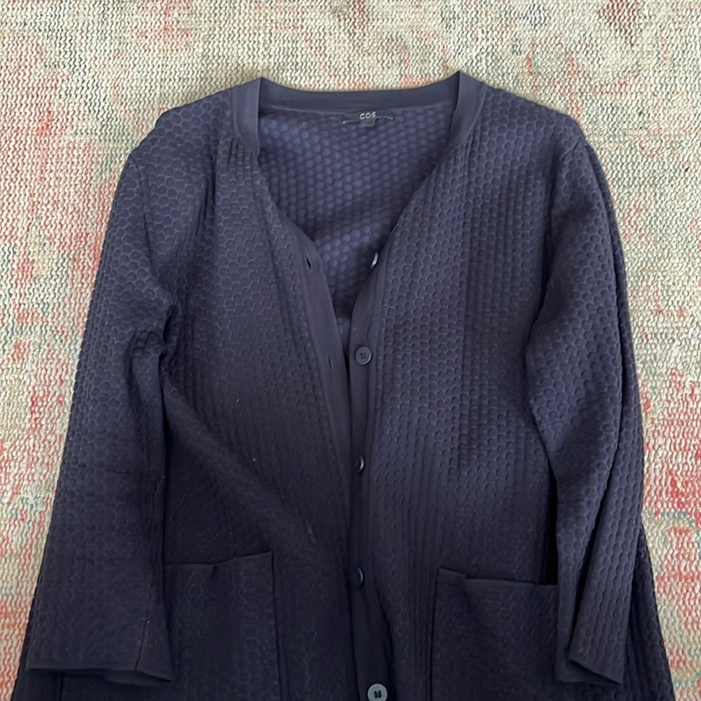 Cos blue heavy knit sweater/coat